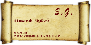 Simonek Győző névjegykártya